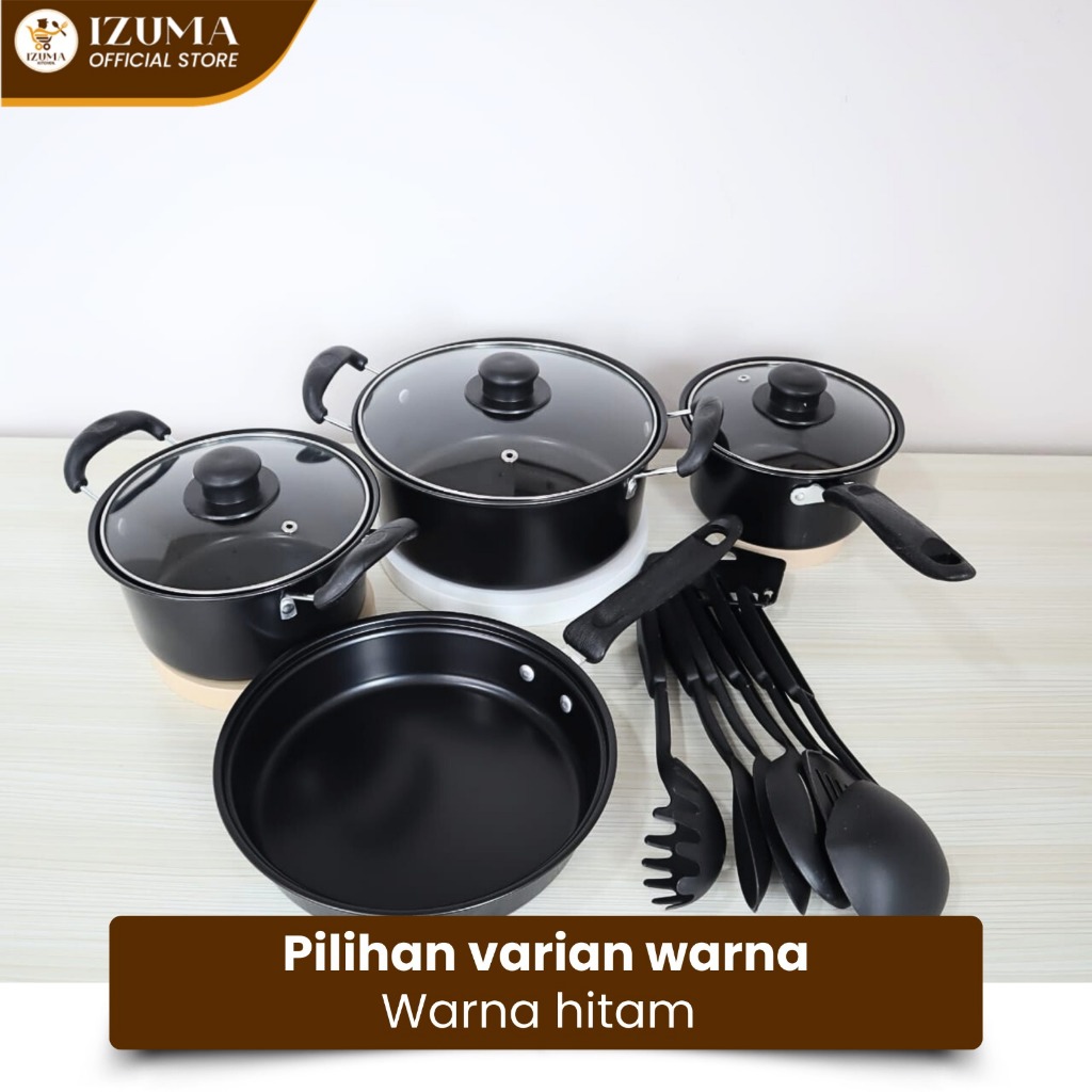 Jual Izuma Panci Wajan Set 13pcs Cookware Peralatan Masak Panci Set Dapur Komplit 3 Warna 