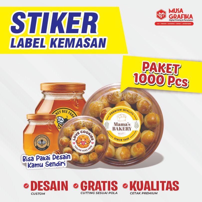 Jual Stiker Label Kemasan Paket 1000 Pcs Sudah Termasuk Potong Pola Shopee Indonesia 8973