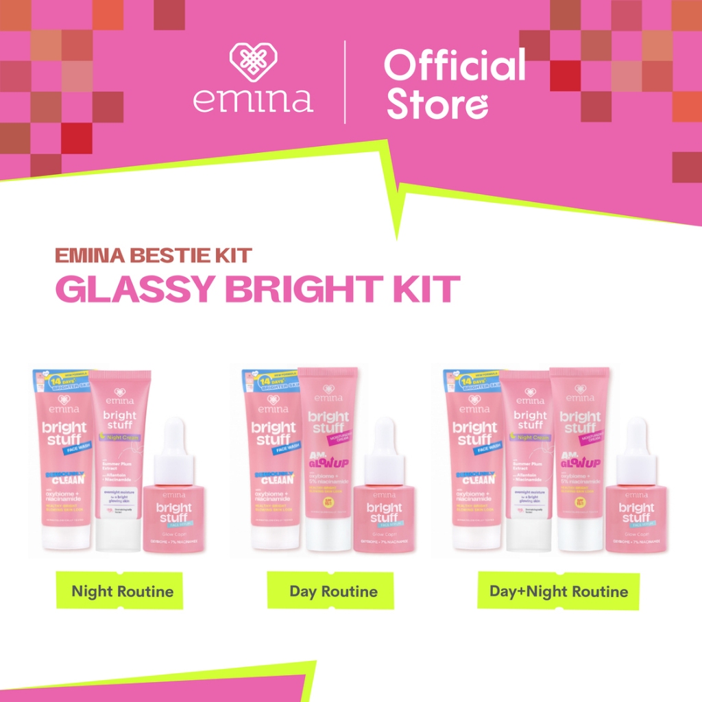 Jual [MUST HAVE] GLASSY BRIGHT KIT EMINA BRIGHT STUFF (Face Wash, Serum
