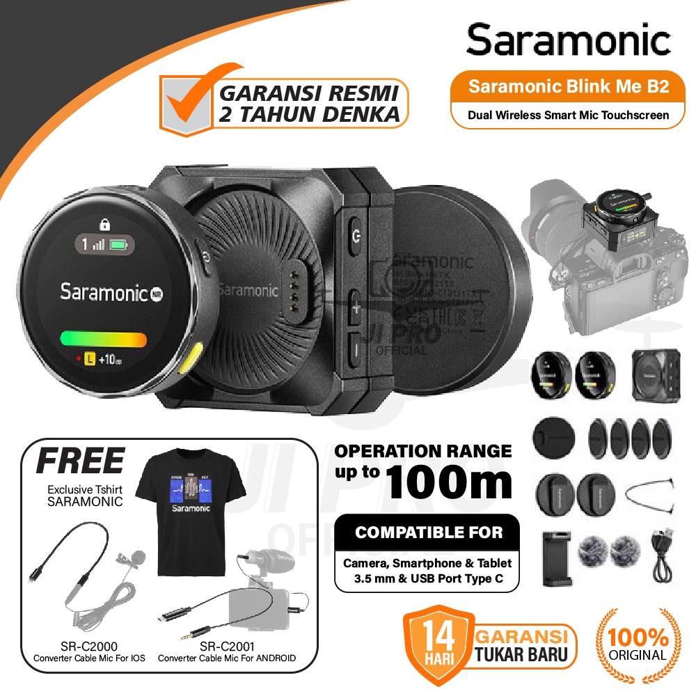 Jual Saramonic Blink Me B2 Dual Wireless Smart Mic Touchscreen Blinkme