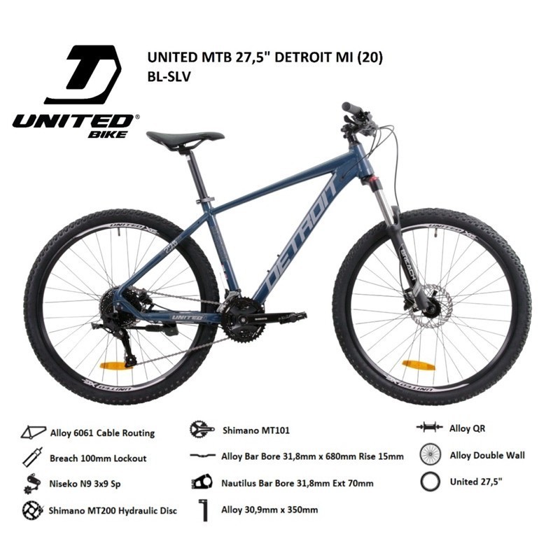 Jual SEPEDA GUNUNG 27.5 INCH MTB UNITED DETROIT MI ALLOY 3X9 SPEED ...
