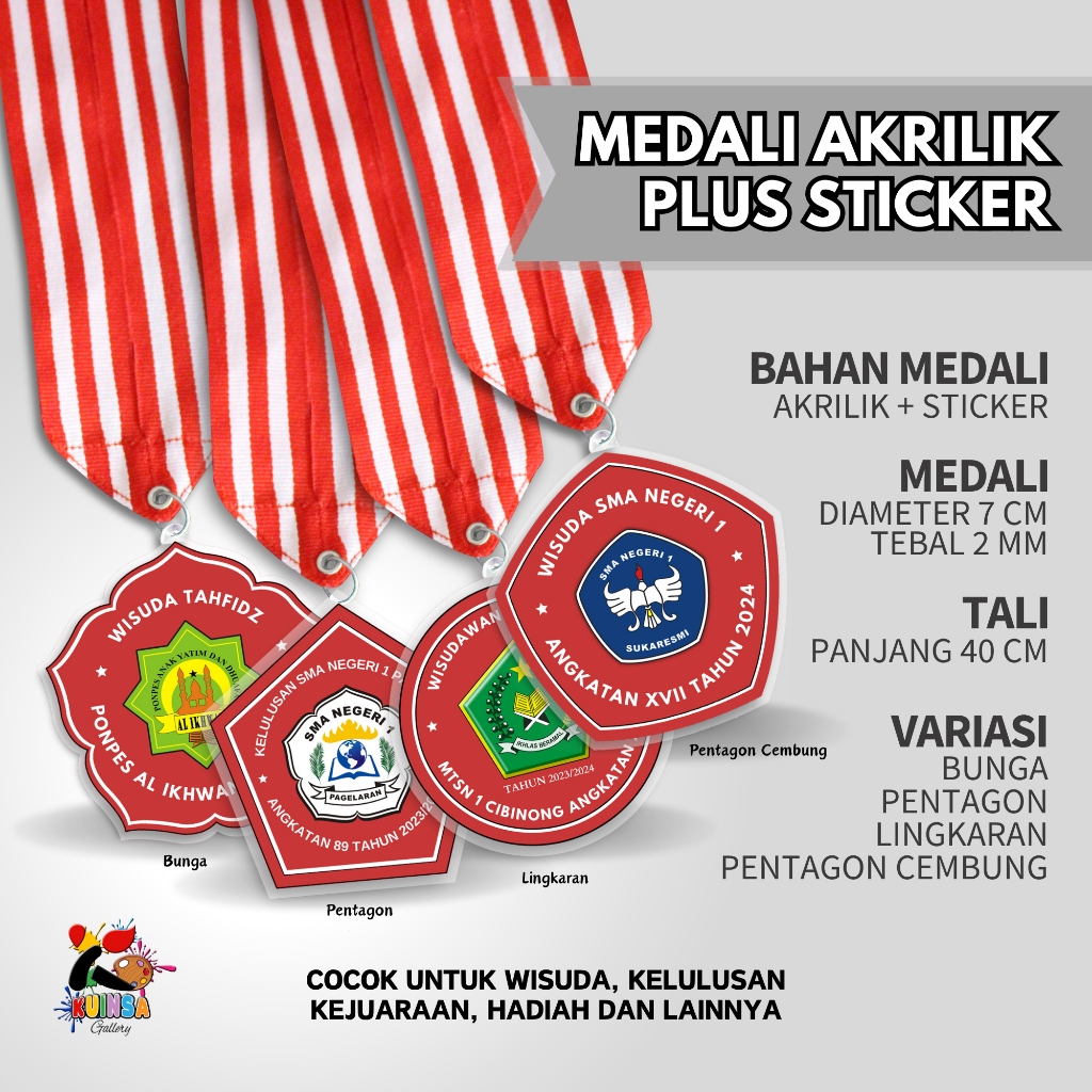 Jual Kuinsa Gallery Custom Medali Sticker Bahan Akrilik Penghargaan ...