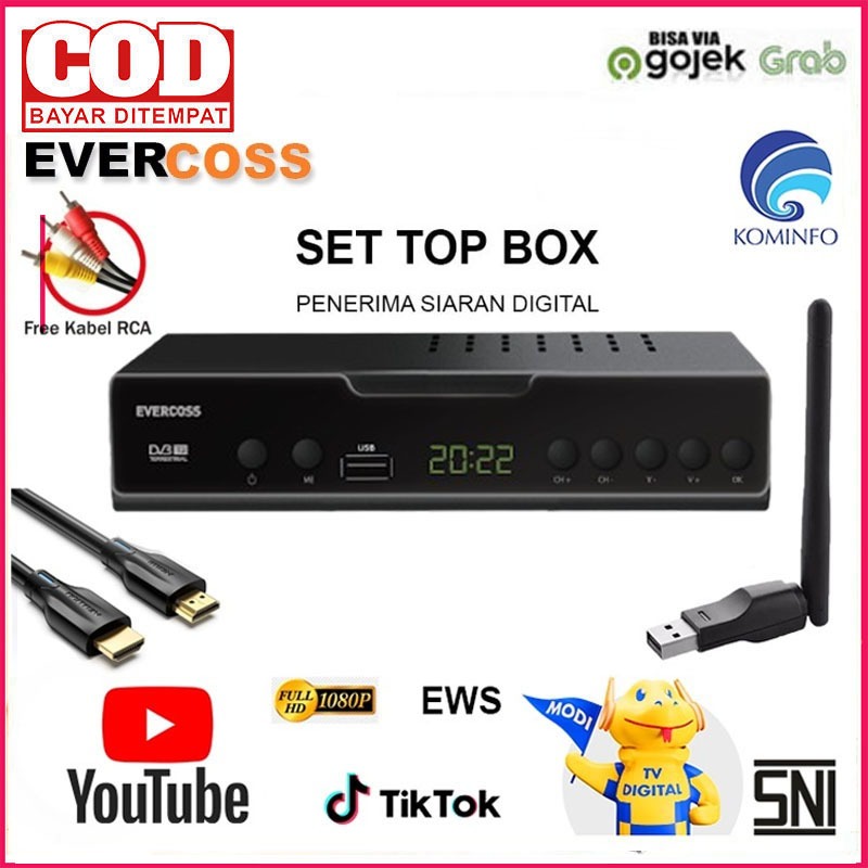 Jual Set Top Box Tv Penerima Siaran Digital Evercoss Max Pro Shopee