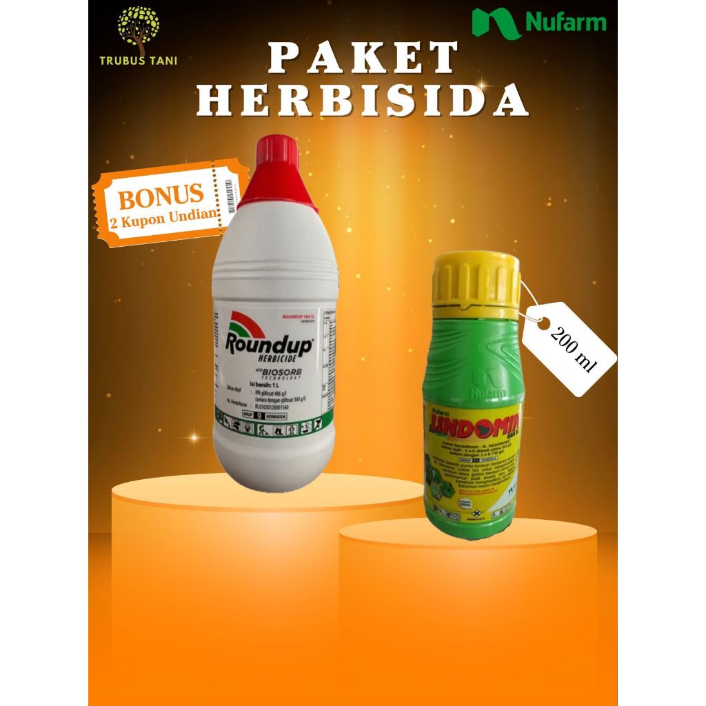Jual PAKET HERBISIDA NUFARM Herbisida Roundup 1lit, Lindomin 200ml ...
