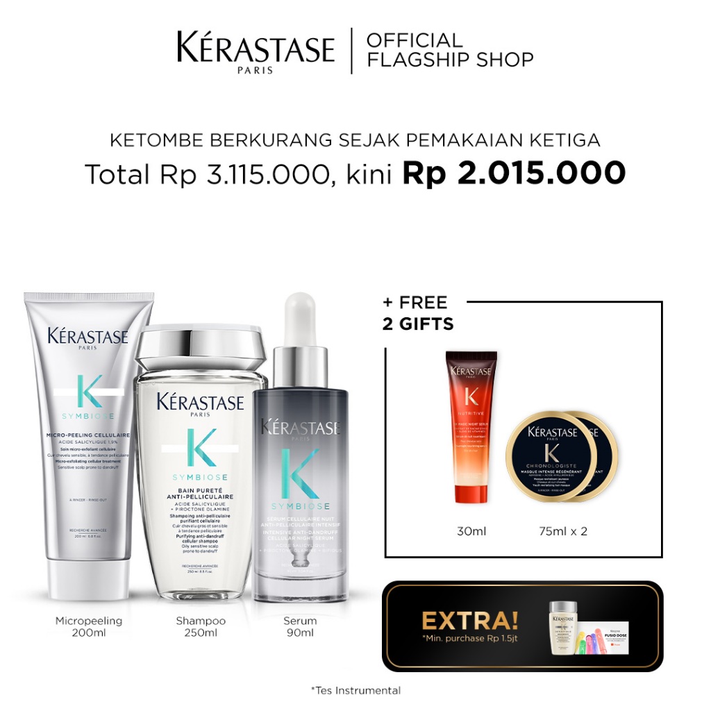 Jual Kerastase Anti Dandruff Set Scrub Exfoliator Shampoo Serum Anti Ketombe Symbiose