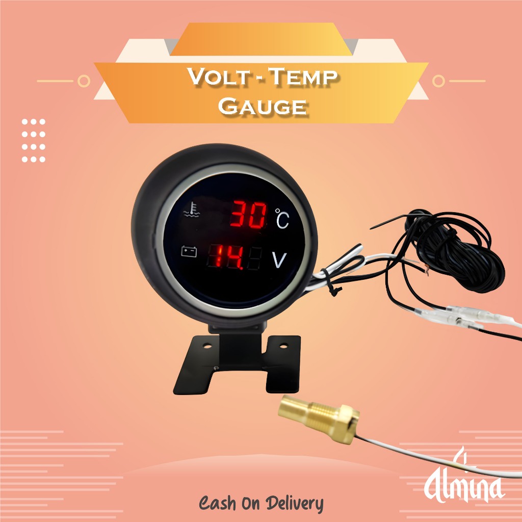 Jual 2in1 LCD Digital Pengukur Temperatur Air Voltmeter Tekanan Mobil ...