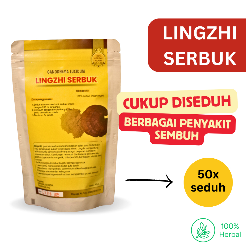 Jual Jamur LINGZHI Serbuk Powder 45gr Mengatasi Diabetes, Kolesterol