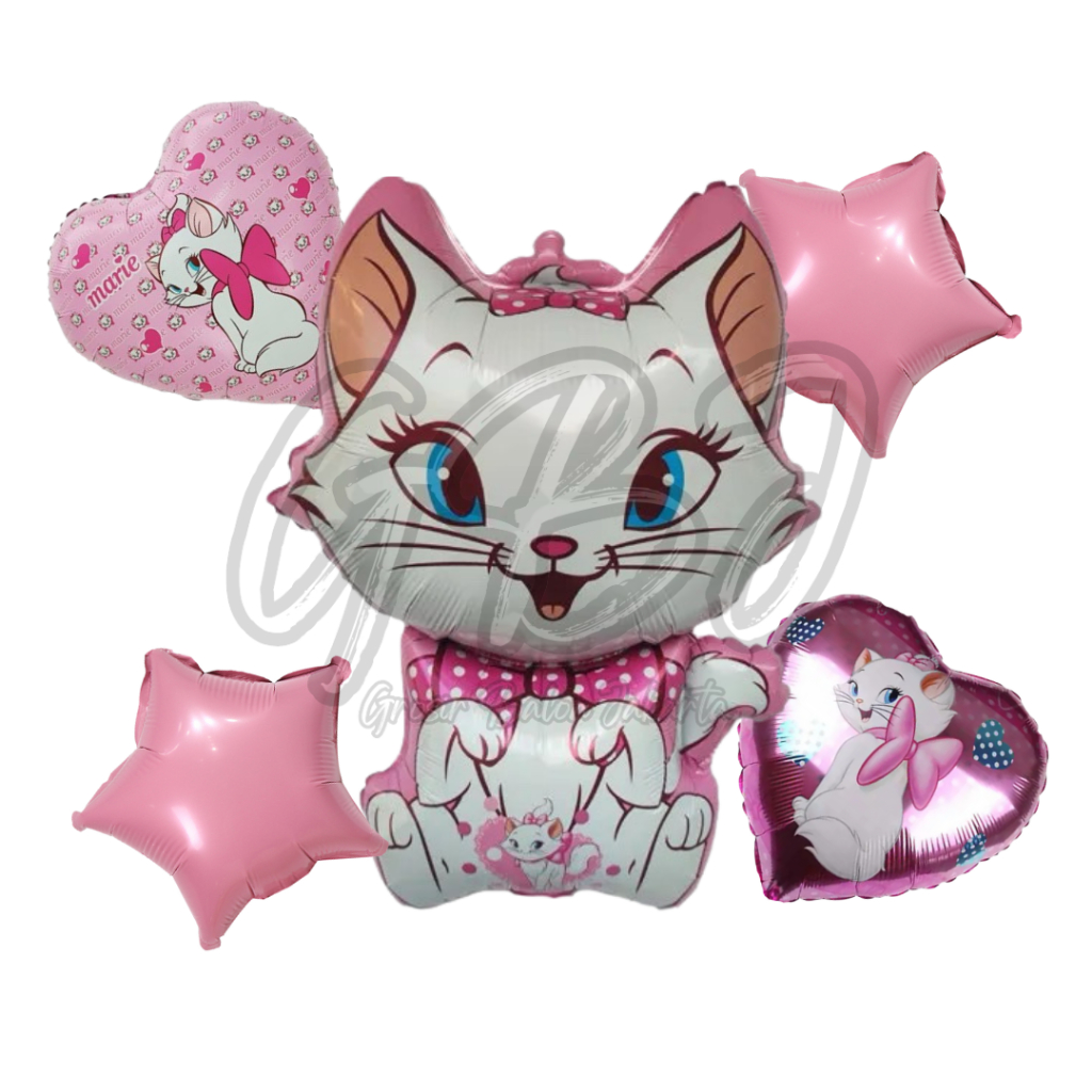[PAKET MINI] - JUMBO Marie Disney Set / Dekorasi Ulang Tahun Merry Cat Putih Love