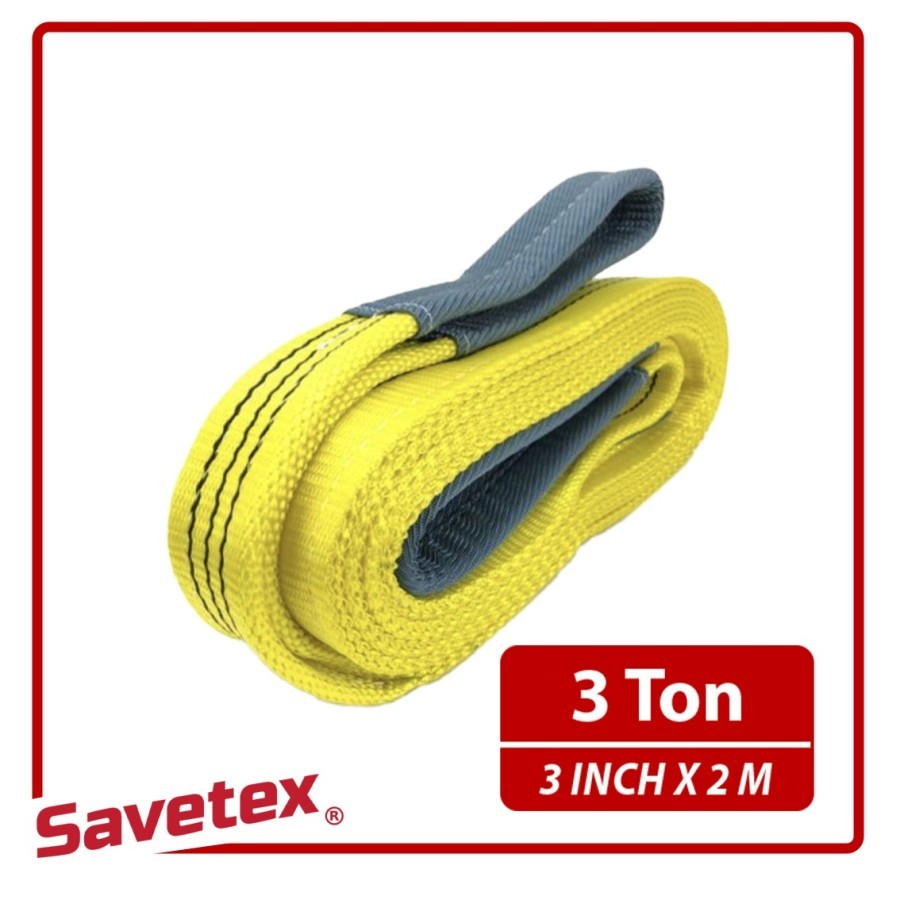 Jual Webbing Sling Belt 3 Ton X 2 M Yellow Savetex Tali Angkat Double