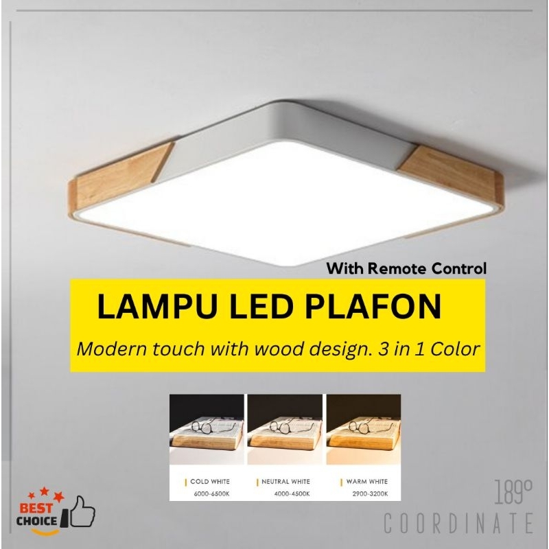 Jual LAMPU PLAFON KAYU DIMMABLE WOOD CEILING MINIMALIS LED MODERN 3 IN ...