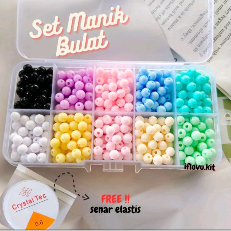 Jual Queen - Manik Susu 4mm Set Manik Manik Box 10 Sekat + Senar ...