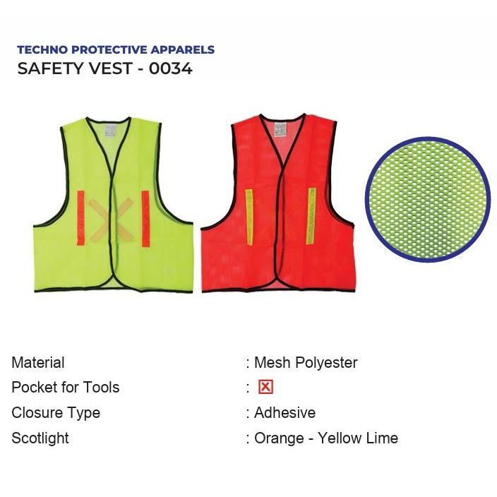 Jual BODY PROTECTION ROMPI SAFETY JARING ART 0034 ORANGE MATERIAL MESH ...