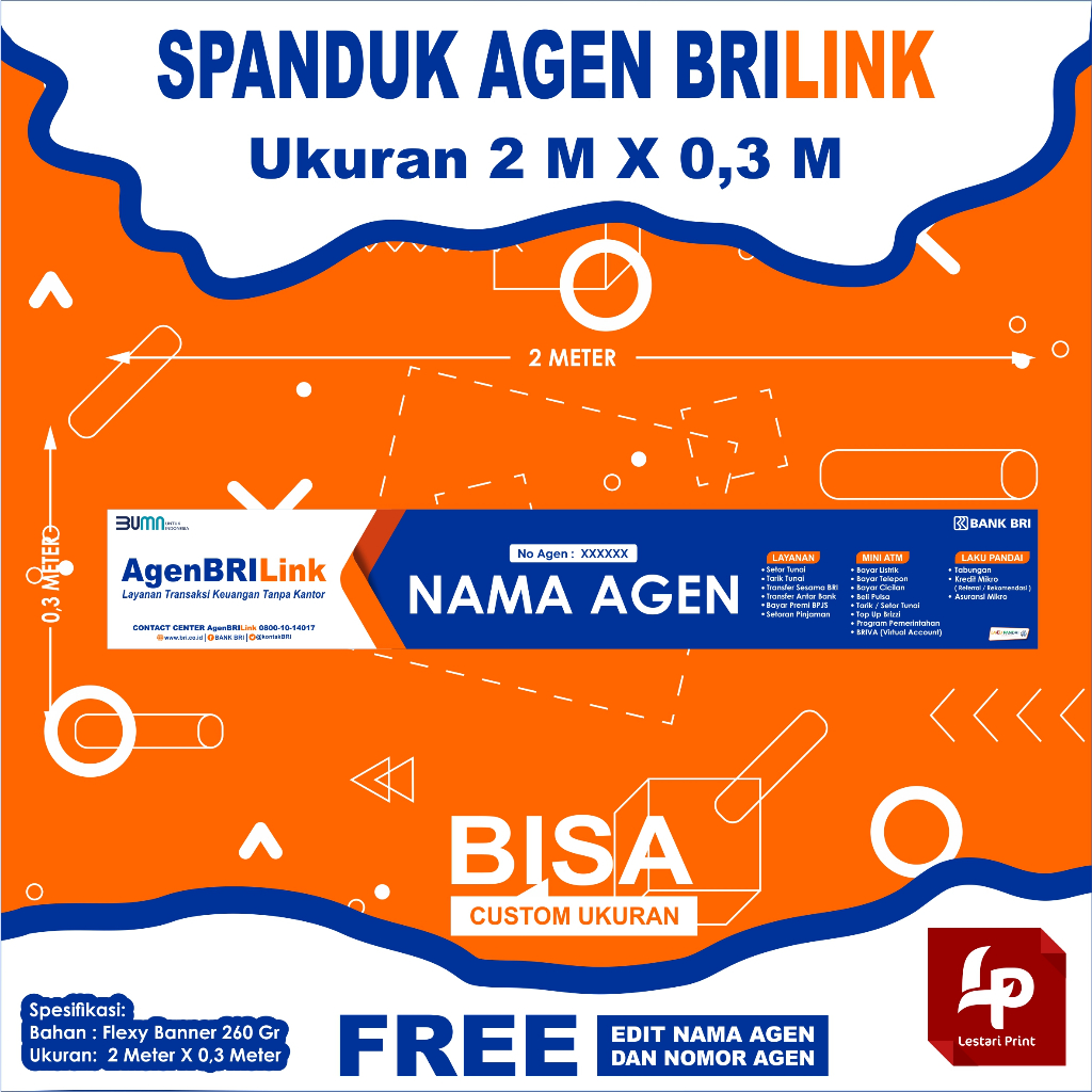 Jual SPANDUK BRILINK 200 CM X 30 CM / SPANDUK AGEN BRILINK / BANNER ...