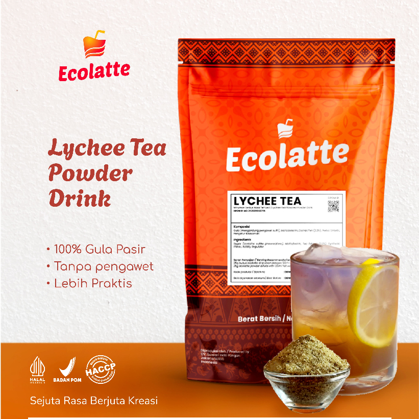 Jual ECOLATTE LYCHEE TEA POWDER DRINK 1KG USAHA MINUMAN UMKM | Shopee ...