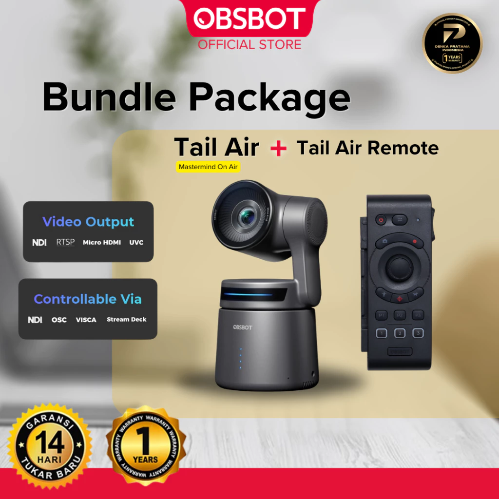 OBSBOT Tail Air AI-Powered 4K PTZ Streaming Camera With Remote Control