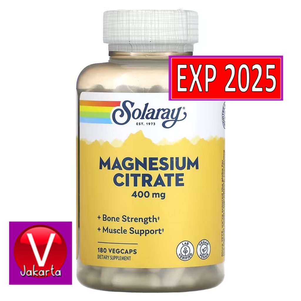 Jual Solaray Magnesium Citrate 400 mg 180 VegCaps ( 133 mg per Capsule ...