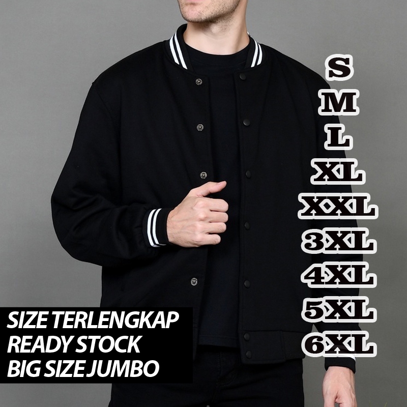 Jual JAKET VARSITY BOMBER BASEBALL BASIC OVERSIZE JUMBO SIZE S M L XL ...