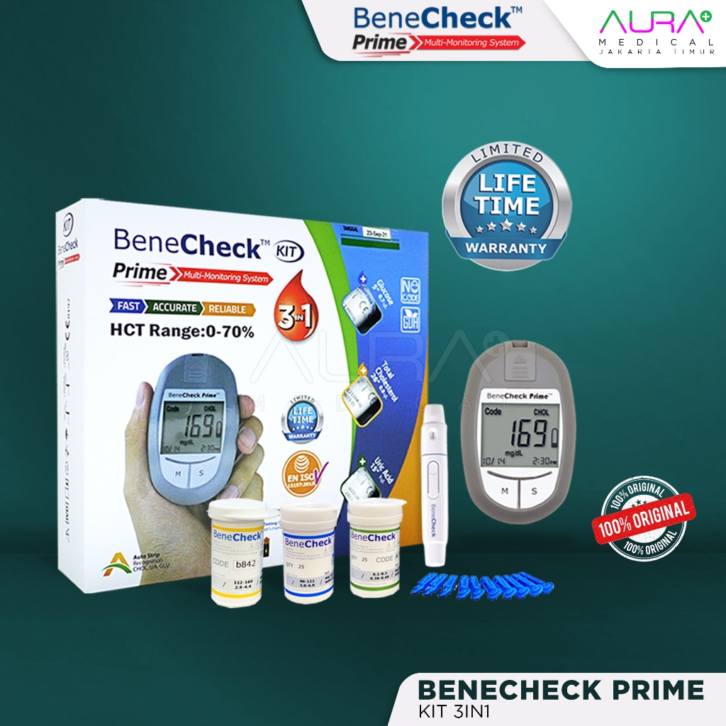 Jual Alat Cek 3in1 Benecheck Prime Kit (Gula Darah, Kolesterol, Asam ...