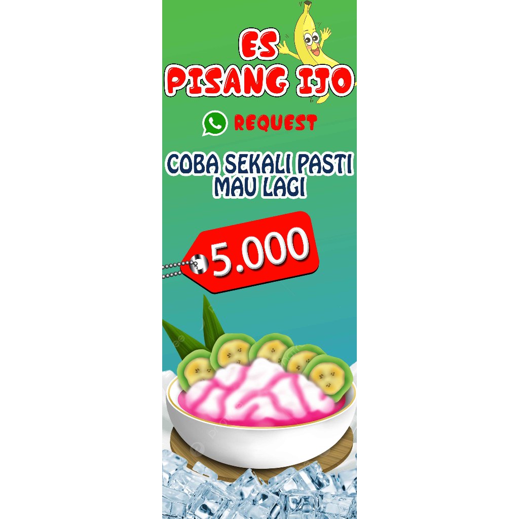 Jual Cetak Spanduk Banner JUalan Es Teller Jelly Ball Pisang Ijo Ukuran