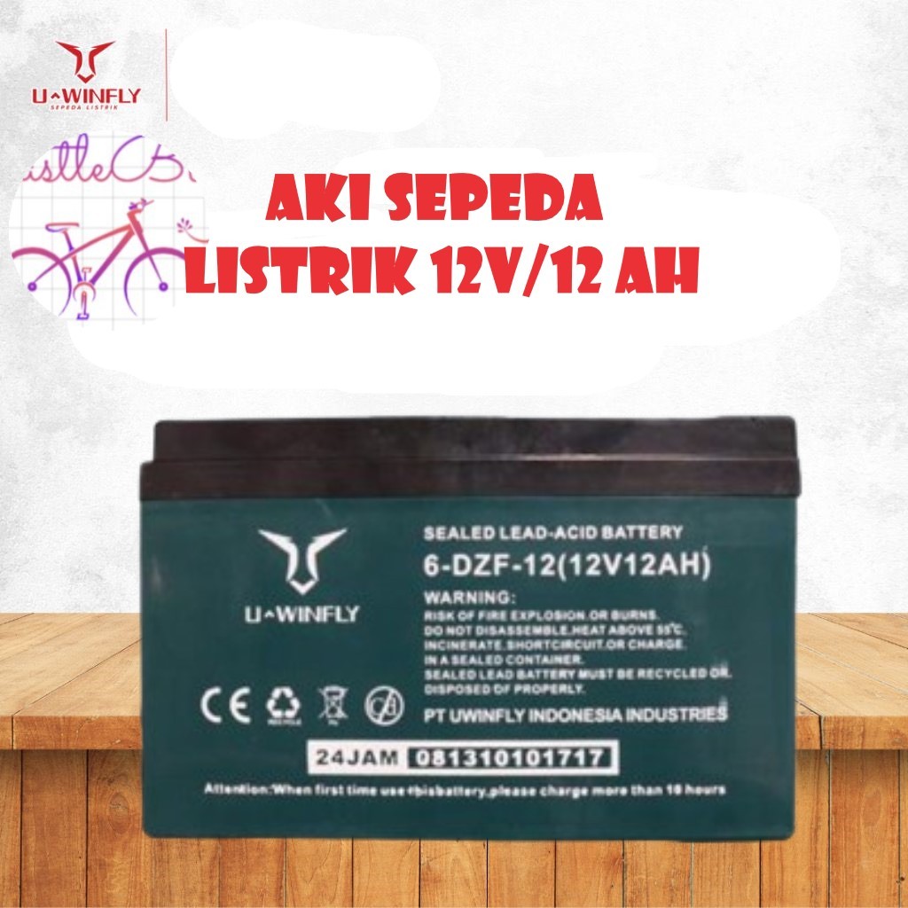 Jual UWINFLY Aki Sepeda Listrik 12V/12Ah ORIGINAL (per pc) | Shopee