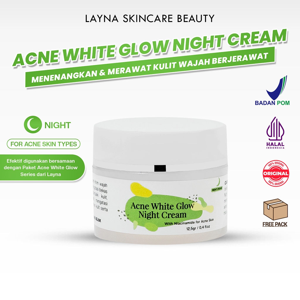 Jual LAYNA ACNE WHITE GLOW NIGHT CREAM JERAWAT | Shopee Indonesia