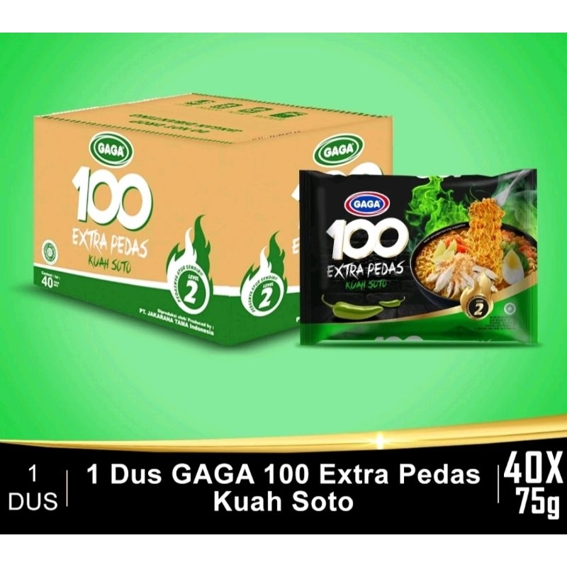 Jual Mie Gaga 100 Extra Pedas Kuah Soto 75g Satu Dus Isi 40 Bungkus