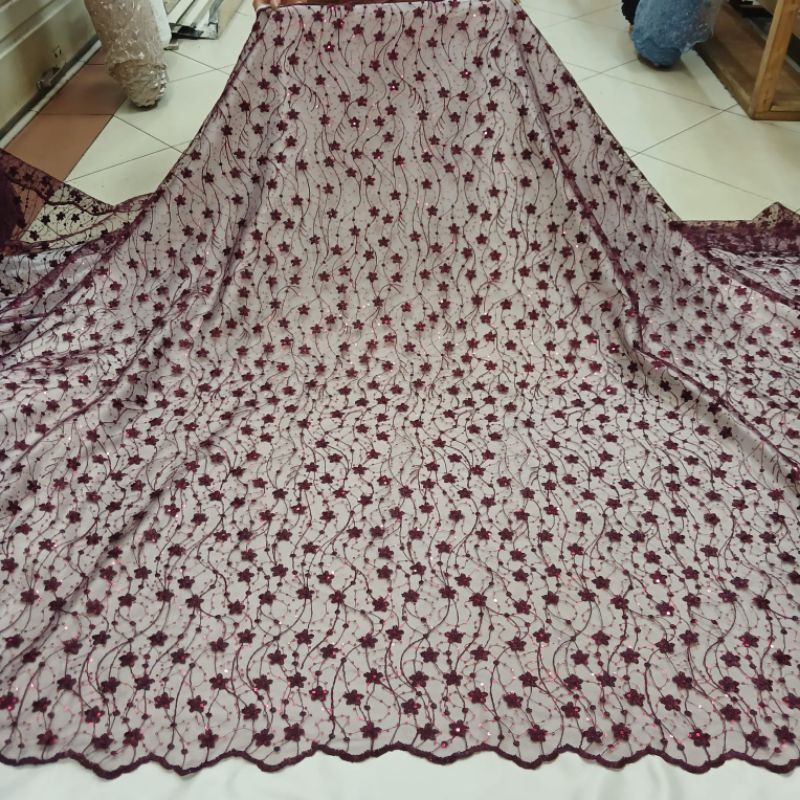 Jual Kain Tulle Bordir Alower Full Payet Sequin Terbaru | Shopee Indonesia