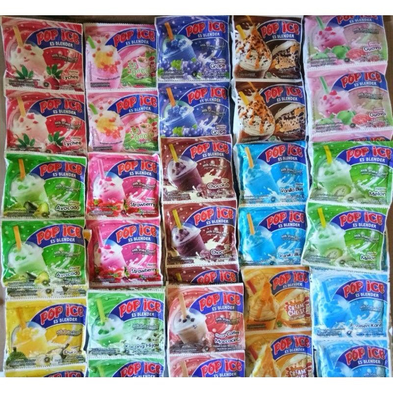 Jual Pop Ice renceng renteng isi 10 pcs minuman es blender aneka rasa ...