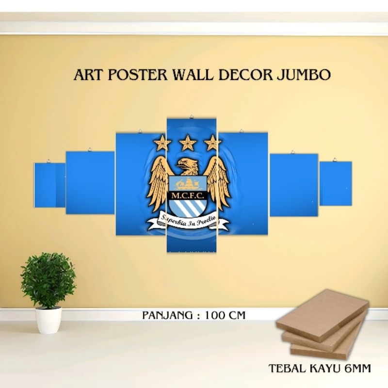 Jual Hiasan Dinding Poster Kayu Manchester City / Club Sepak Bola ...