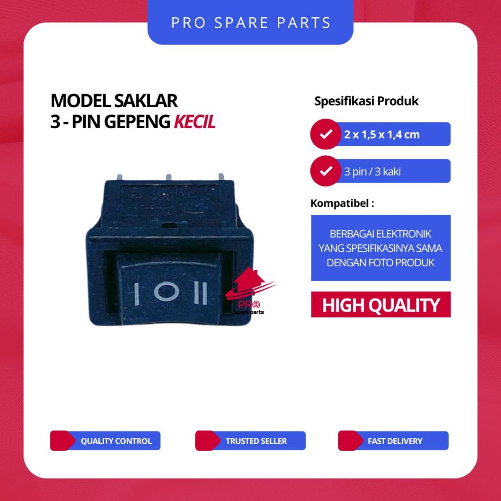Jual Switch / Saklar 3 Pin Kotak KECIL - Sakelar Tombol On Off 3 Kaki ...