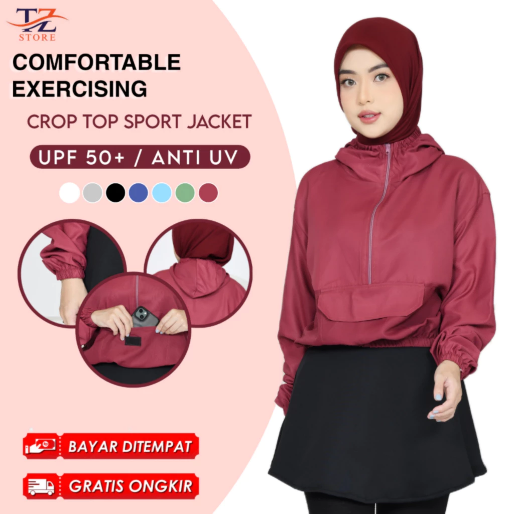 Jaket Crop Top Sport — Tampak Depan