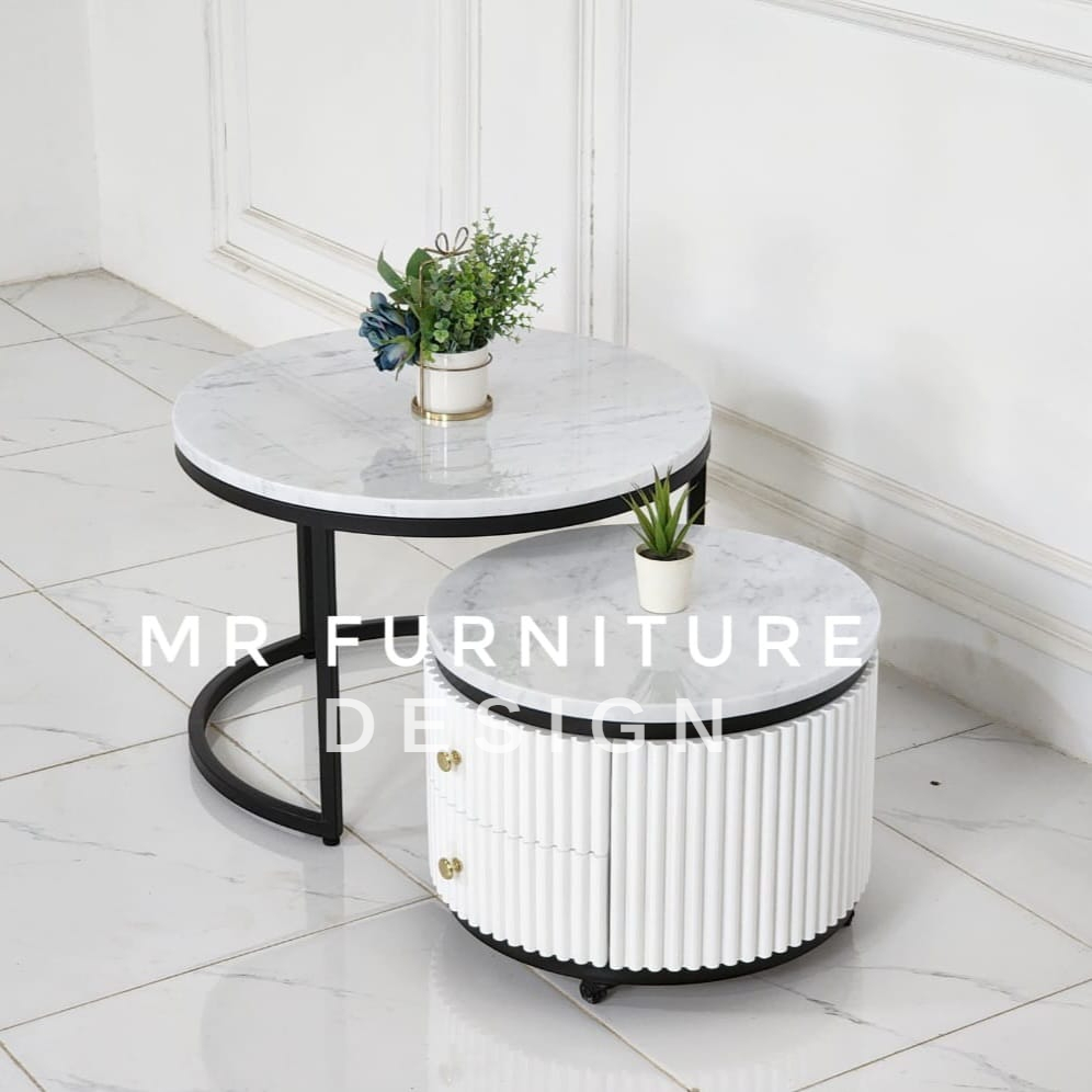 Jual meja nesting roda top marmer full putih carrara | Shopee Indonesia