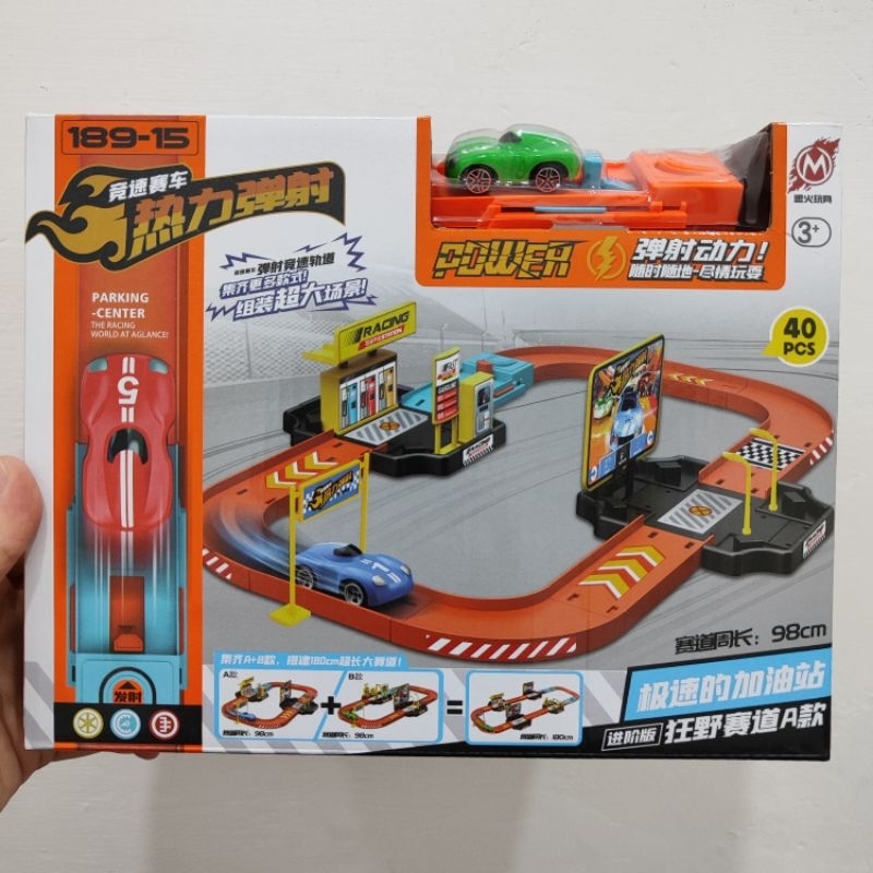 Jual MAINAN MOBIL SET RAIL RACING DENGAN PER PELONTAR/ TRACK MELINGKAR ...