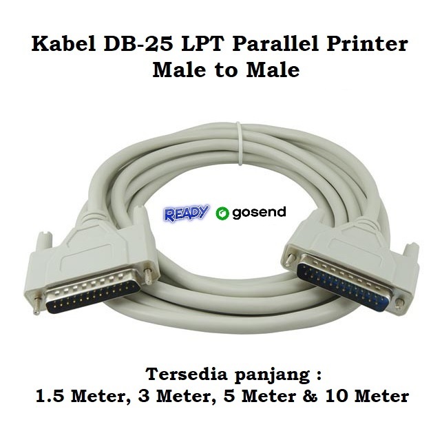 Jual KABEL Printer ieee1284 Parallel LPT DB25 DB-25 M-M 25 PIN 10 Meter ...