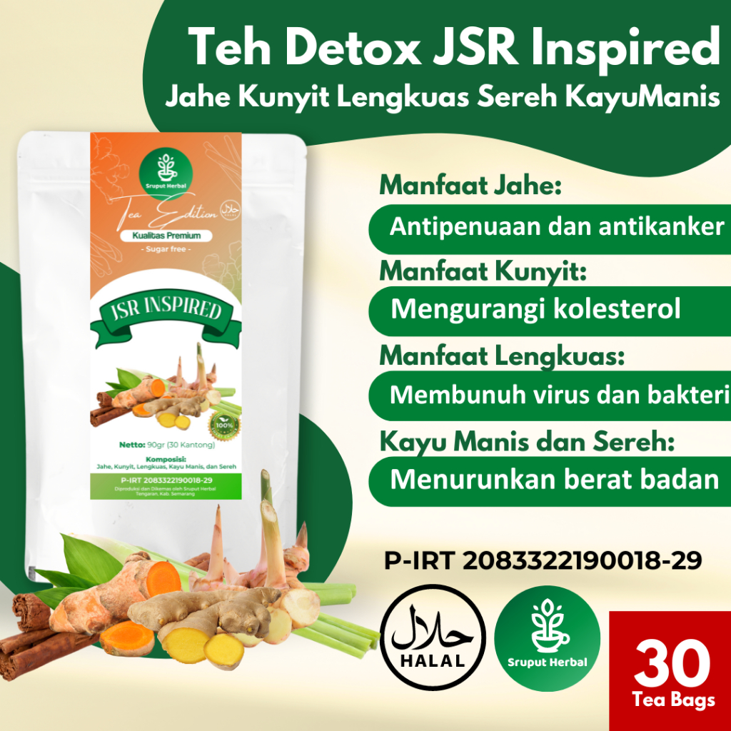 Jual Teh Jahe Kunyit Lengkuas Sereh Kayu Manis | JSR Inspired Tea | Teh ...