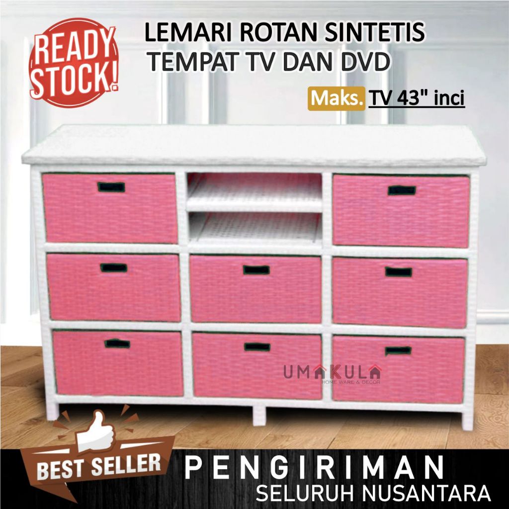 Jual Rak Lemari Meja Tv Inci Rotan Sintetis Laci Bufet Buffet Ruang Tamu Serbaguna Modern