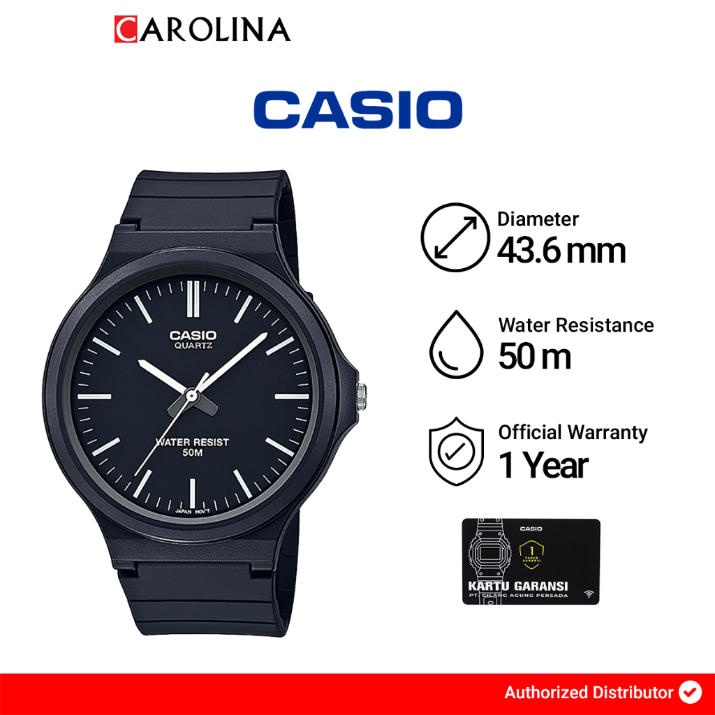 Jam Tangan Pria Casio General MW-240-1E Black Dial Black Rubber Band