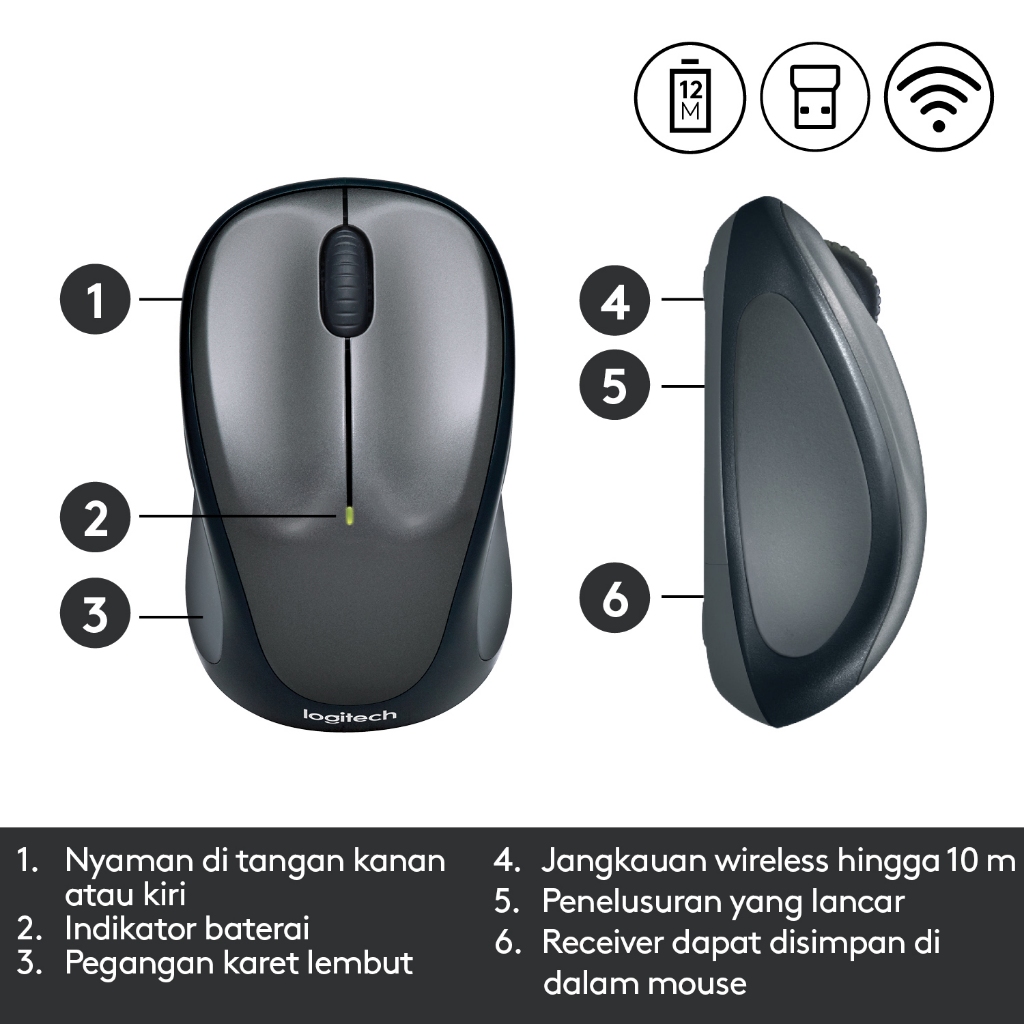 Logitech M235 Mouse Wireless Grip Karet Nyaman (5)