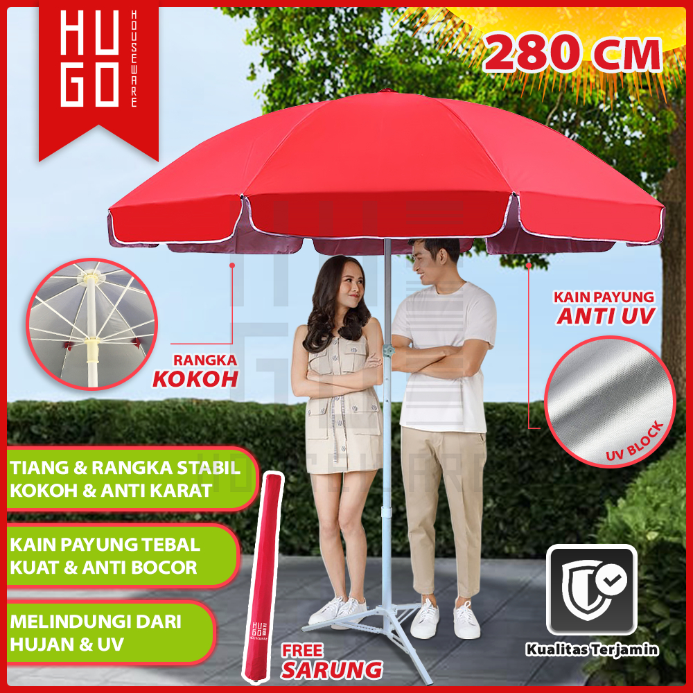 Jual HugoHouseware Payung Jualan 280 CM Payung Tenda Taman Pantai Cafe ...