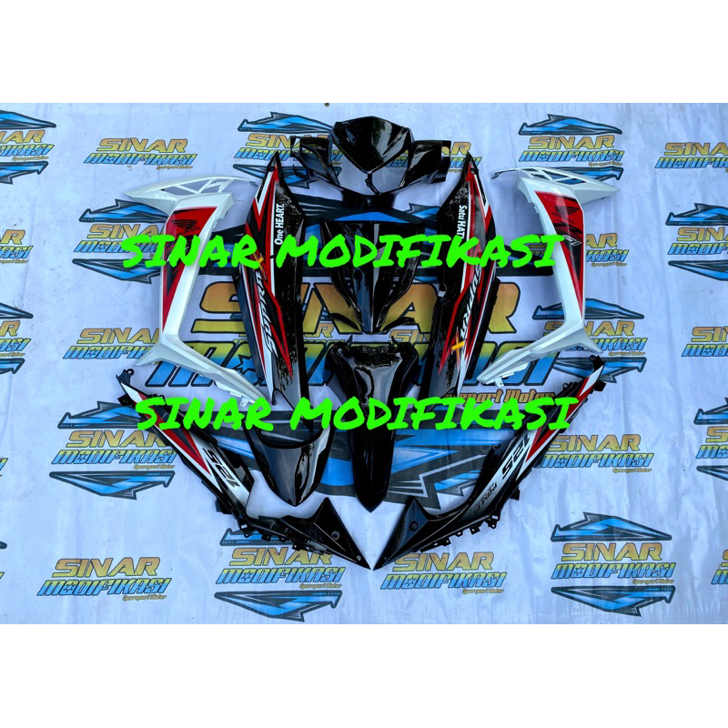 Jual full set body supra x 125 fi injeksi warna hitam putih glossy 2015 ...