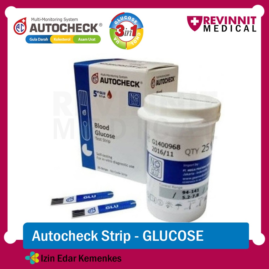 Jual Autocheck Blood Glucose Test Strip Cek Gula Darah isi 25 Alat ...