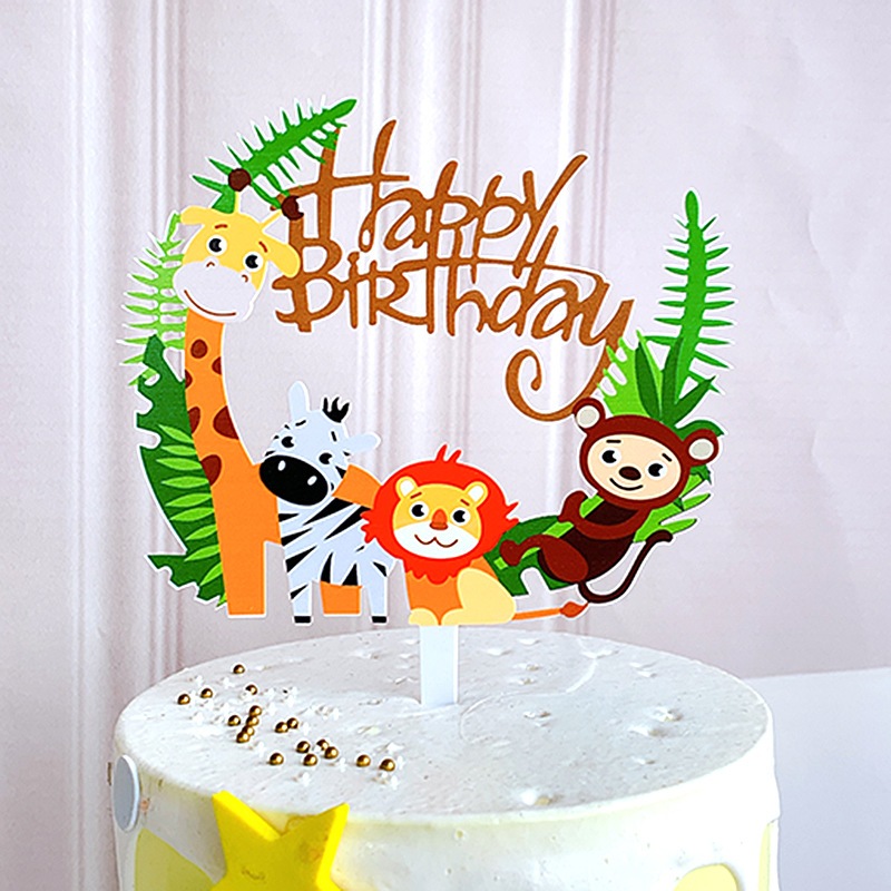 Jual Hiasan Kue Tulisan Happy Birthday Hewan Akrilik Cake Topper Animal ...