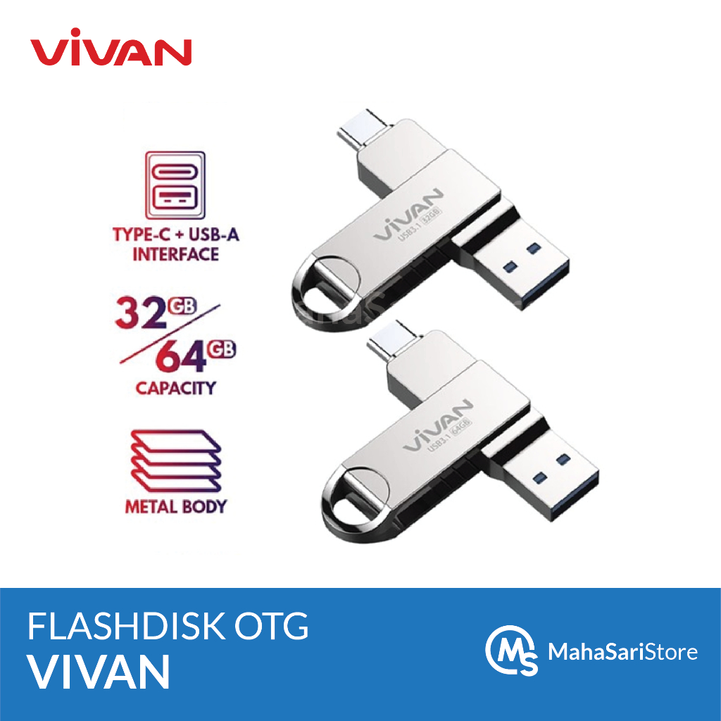 Jual VIVAN VOC264 / VOC232 Flashdisk OTG Dual Type-C USB 3.1 32GB 64GB ...