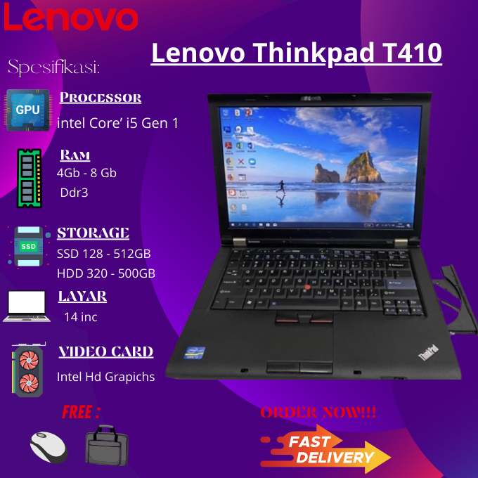 Jual Laptop Murah Lenovo Thinkpad T Series T410 T420 T430 T440 T450 Core I5 Ram 8gb Ssd 256gb 5708