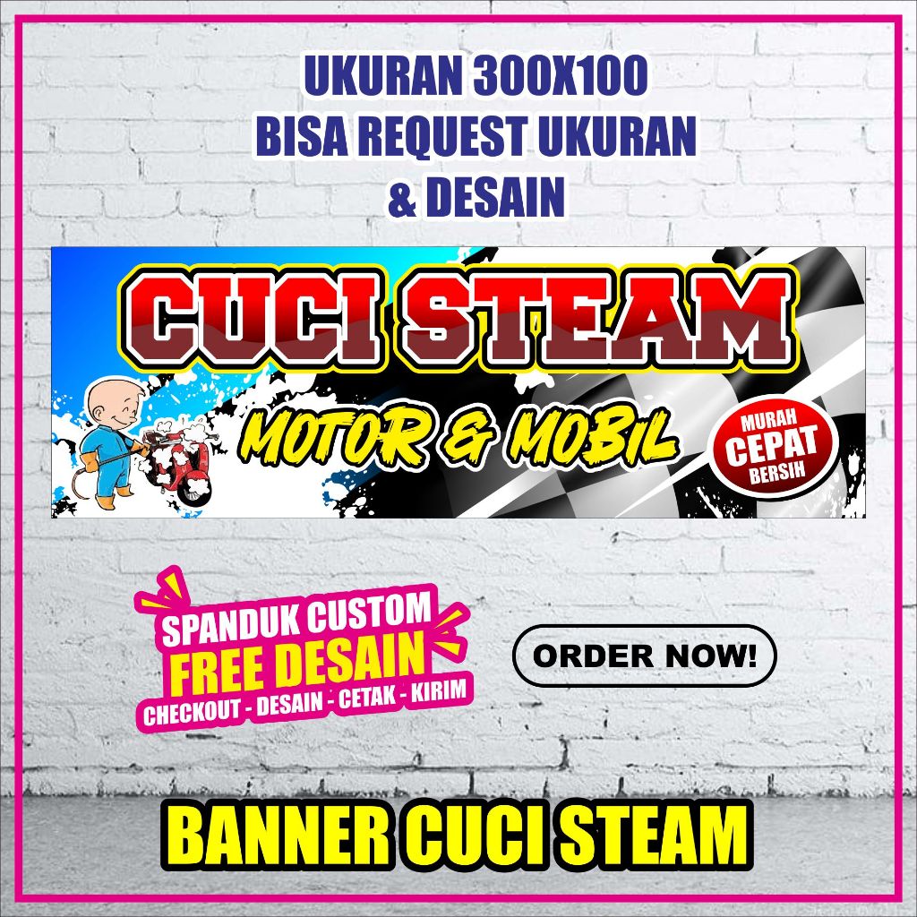 Jual Spanduk/Banner Cuci Motor/Mobil Ukuran 300x100 BISA CUSTOM ...