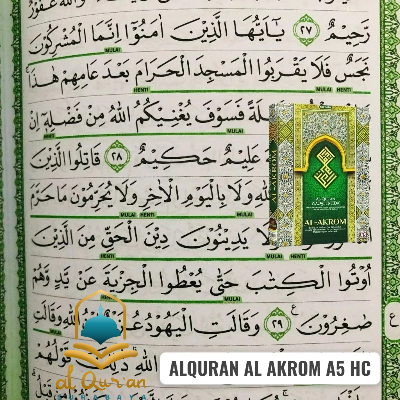 Jual Al Quran Al Akrom A5 HC (21x15) CORDOBA Al Quran Waqof Ibtida Al ...