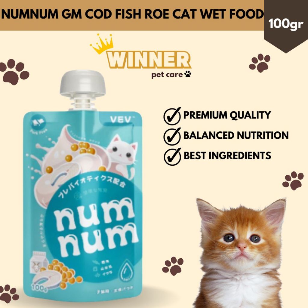 Jual NumNum Goat Milk Cod Fish Roe Cat Wet Food 100gr | Shopee Indonesia