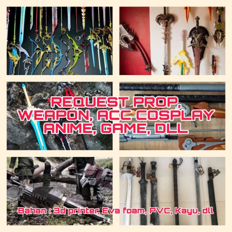 Jual Request Prop Weapon Acc Cosplay Anime Game Custom Commis | Shopee ...