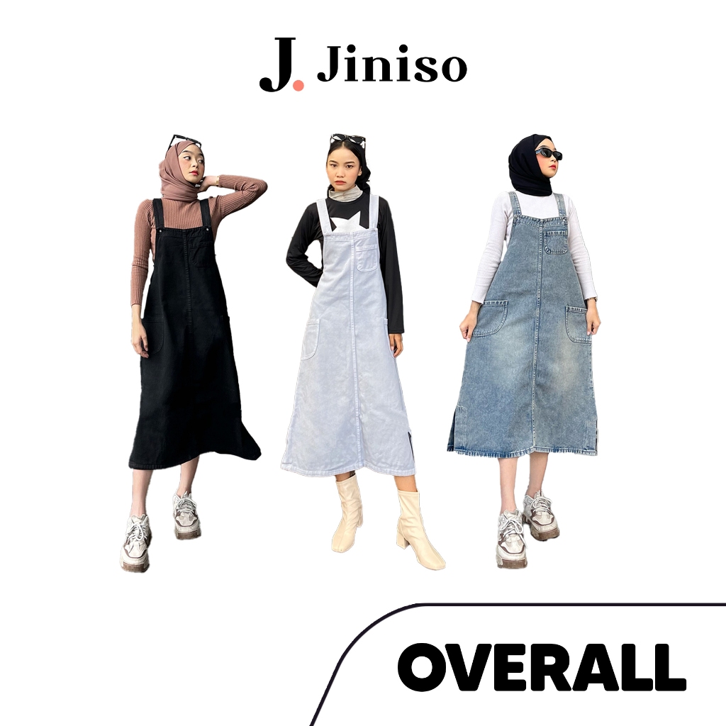 Jual JINISO - Jumpsuit Overall Jeans Rok Panjang | Shopee Indonesia