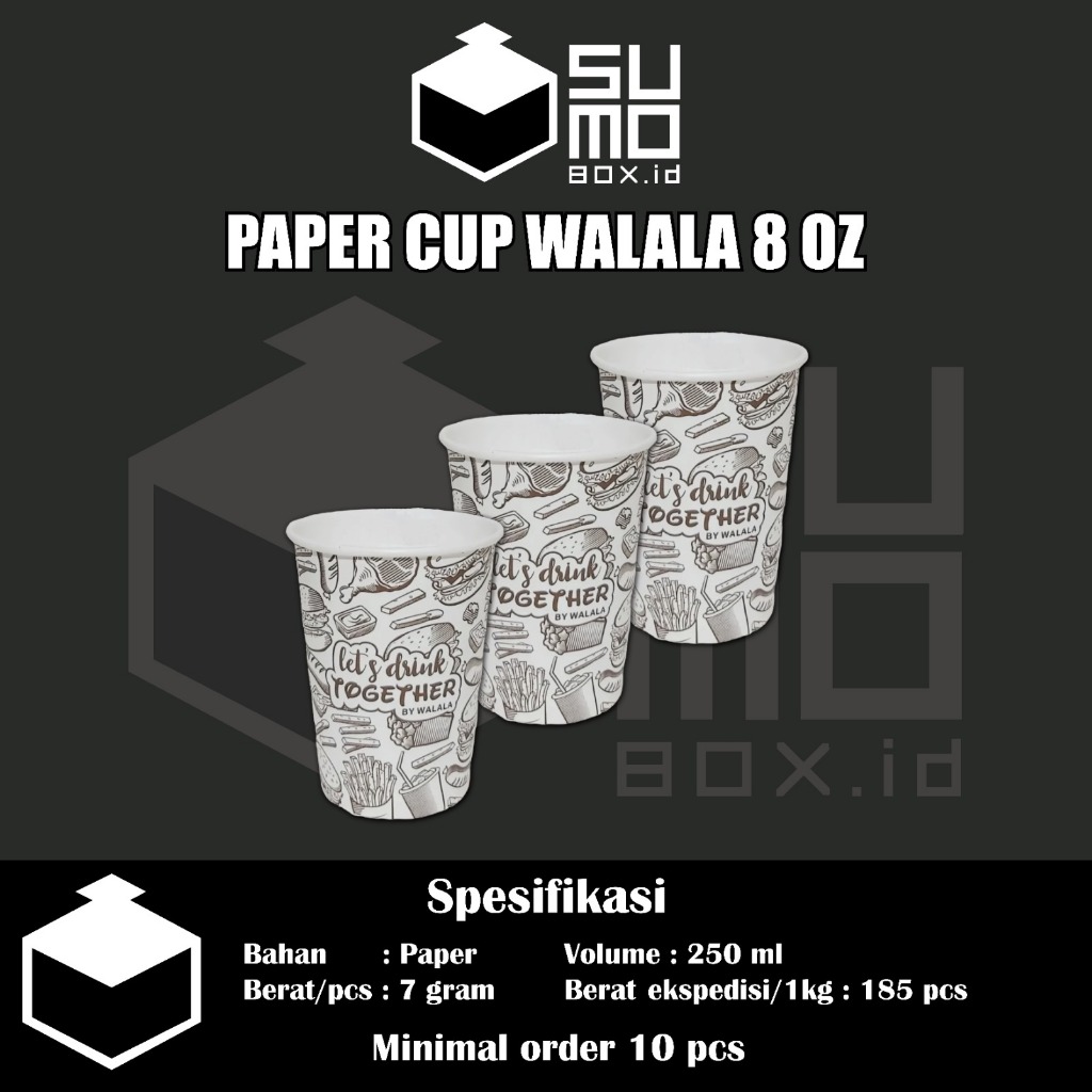 Jual Paper cup walala 8 Oz / Gelas kertas kopi 80z / cup tahan panas ...